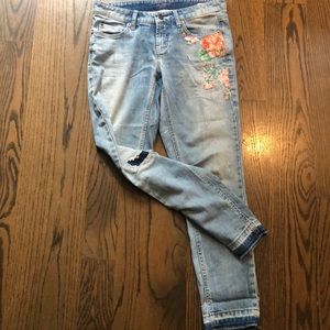 Gently worn faded denim